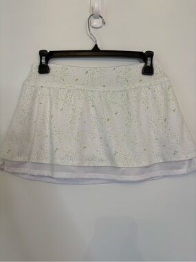 Grand Slam White Skirt with Light Green Splatter
